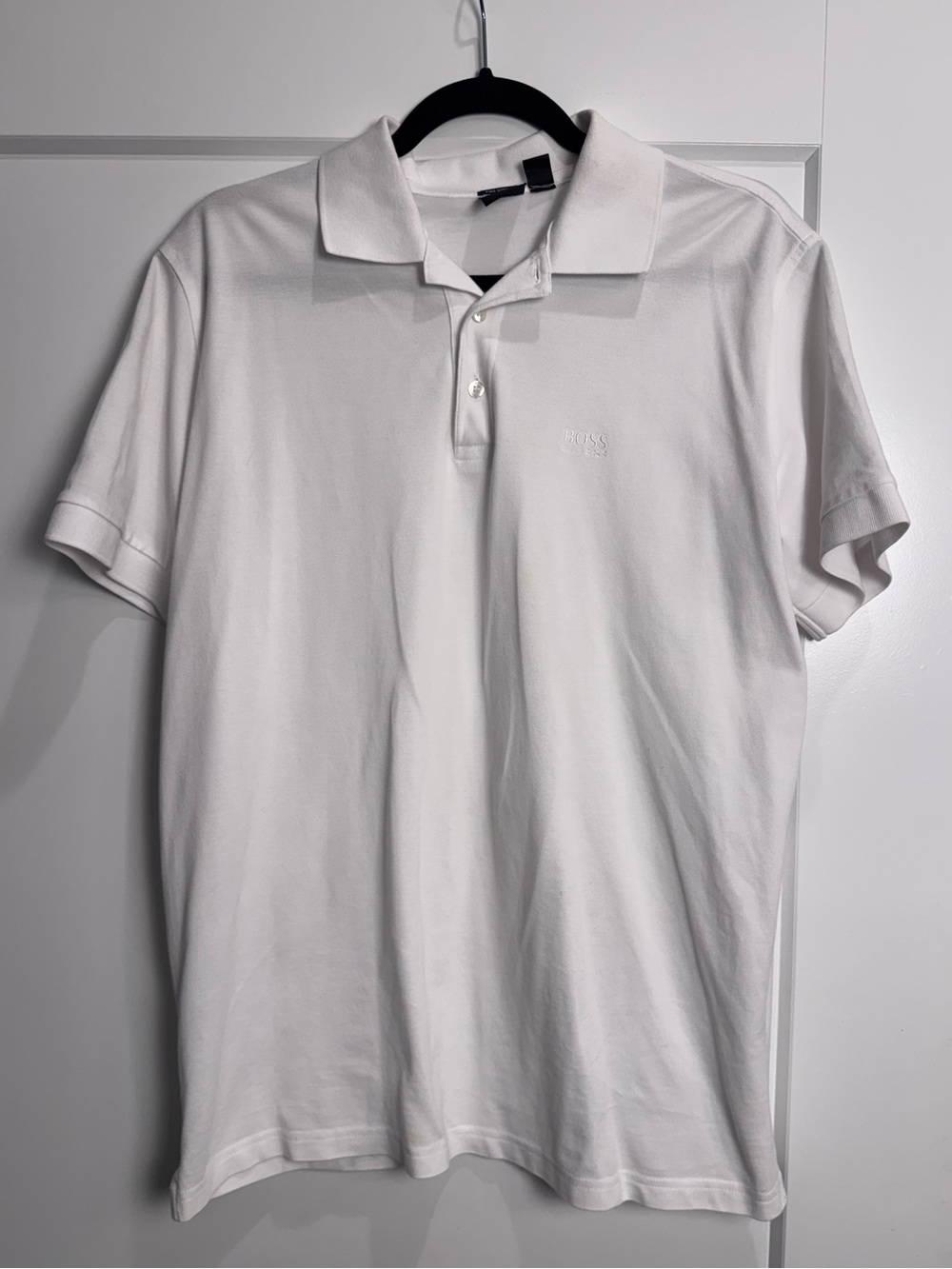 Boss Hugo Boss White Polo with Tone-on-Tone Logo